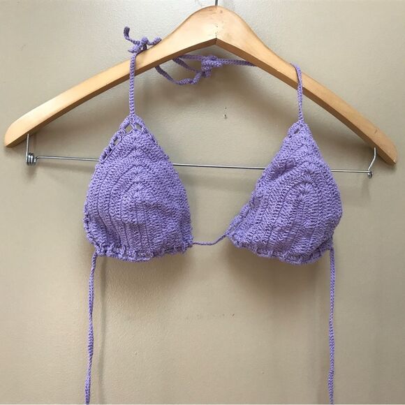 NWOT Handmade Crochet Lavender Bikini Top Bralette (M/L) - Picture 2 of 5